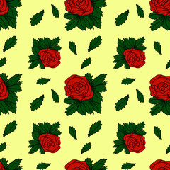 seamless pattern of red roses
