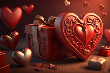 valentine's day gift box with a heart