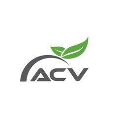 ACV letter nature logo design on white background. ACV creative initials letter leaf logo concept. ACV letter design.