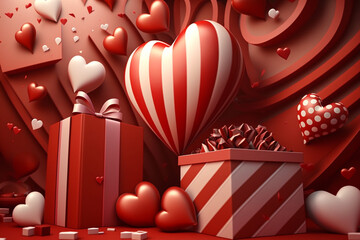 valentine's day gift boxes with hearts