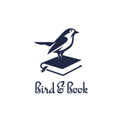 Bird on Book Vector logo design
