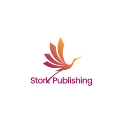 Stork Heron Book Paper design logo vector for publishing, writers, printing or other companies.