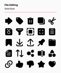 A set of customizable file editing icons. Perfect for apps and webs interfaces, databases, dashboards, presentations, graphic design, and other projects