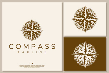 Natural root compass logo design branding. © Artswolf