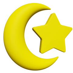 3d golden moon and star