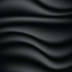 Abstract background of black fabric texture. Wallpaper luxury by soft curve of canvas and wave. Illustration background of black cloth and satin.