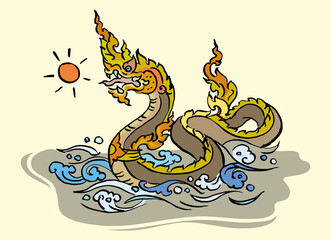 Illustration of Naga vector for card illustration decoration