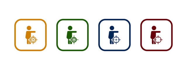 target icon vector illustration. people with scope in different color design concept.