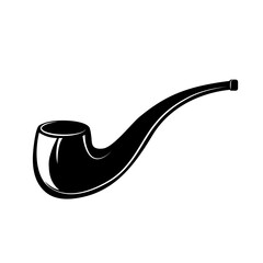 Smoking pipe black icon. Vector illustration isolated on white
