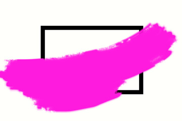 Art abstract pink brush paint texture design acrylic stroke over black square frame vector illustration. Logo brush painted watercolor background. Perfect For Logo, Sale banner, Icon, headline.