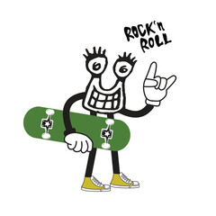 cartoon character skateboarding. Vector design for apparel prints, posters and other uses.