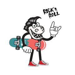 cartoon character skateboarding. Vector design for apparel prints, posters and other uses.