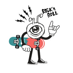 cartoon character skateboarding. Vector design for apparel prints, posters and other uses.