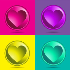 Set of Valentine's day background with color variation heart shape
