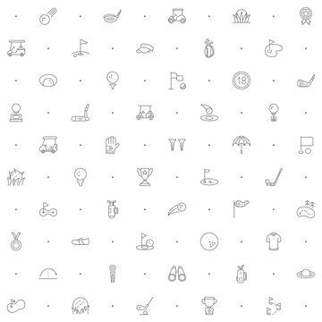 Seamless pattern with golf icon on white background. Included the icons as sport, ball, field, stick, glove, cart, umbrella, flag and design elements And Other Elements.