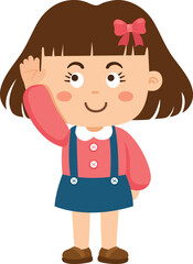 cute little kid girl illustration vector