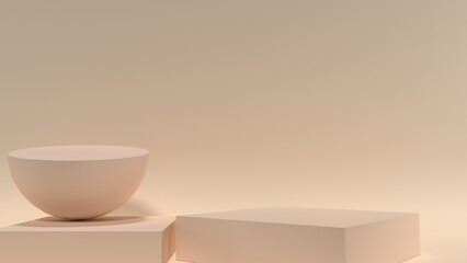 Minimal abstract, soft cosmetic background. podium concept for product presentation, isplay on brown background.3d rendering illustration
