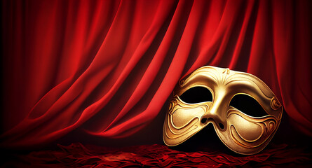 Opera art mask on stage, costume Venice vintage party, Opera day, Generative AI