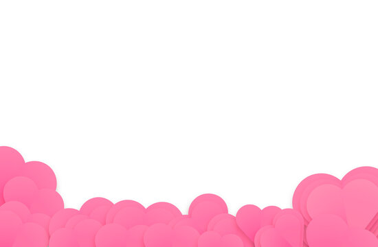 pink hearts border isolated on transparency background photo png file, design banner. 