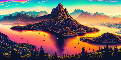 Strong colored landscape illustration