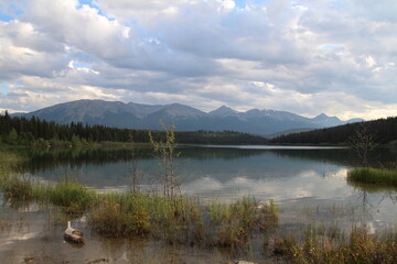 lake in the mountains in the morning