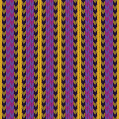 knitted texture of purple and yellow tone color, Abstract knitted pattern.