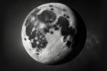 Fototapeta premium Black and white details of moon texture concept made with Generative AI