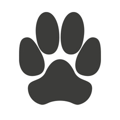 Paw print of dog, cat or puppy pet foot print. Silhouette animal track. Illustration on transparent background