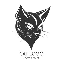 Silhouette art cat logo, vector template