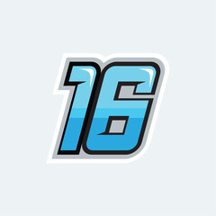 16 number racing design vector