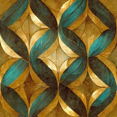turquoise gold repeating pattern