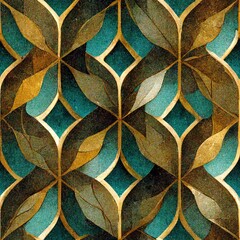 turquoise gold repeating pattern