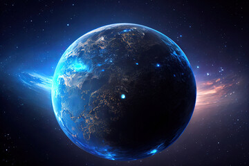 Fototapeta na wymiar blue planet in space. Generative Ai