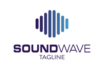 Modern music logo, line art concept, wave form logo