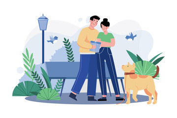 Young couple in love outdoor in the park.