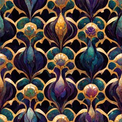 jewel tone repeating art nouveau pattern