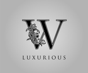 Initial W Luxury Logo Icon. Classic Floral W Letter Logo Design Vector..