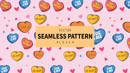 Hand drawn valentine Seamless pattern Love seamless pattern valentines day elements.