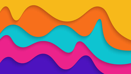 Abstract Colorful Waves Shape Papercut Style Background