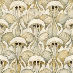 white and cream repeating pattern, art nouveau