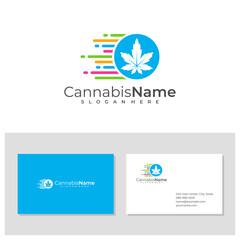 Fast Cannabis logo with business card template. Creative Cannabis logo design concepts