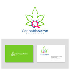 Fototapeta na wymiar Find Cannabis logo with business card template. Creative Cannabis logo design concepts