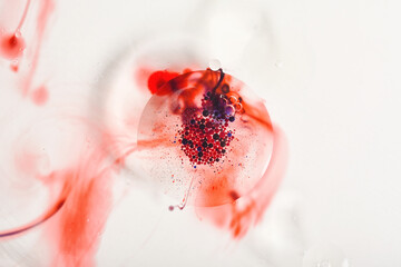 Blood cell smear under microscope for vaccine research, Bacterias and micro organisms colonies in agar petri dish, Virus and germ spread in to cell, Scientific health background.