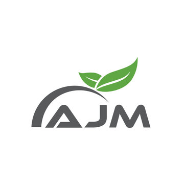 AJM letter nature logo design on white background. AJM creative initials letter leaf logo concept. AJM letter design.