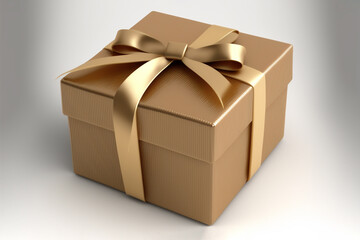 Present gift box with ribbon and bow illustration