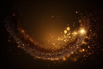 Golden glitter sparkling dust on black background illustration