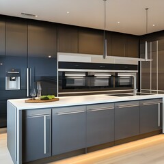 A minimalist kitchen with stainless steel appliances3, Generative AI