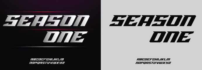 Obraz premium Season One, Game Sport Movie Alphabet Font. Typography modern regular style font for technology, digital, logo design. vector illustration