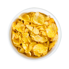 Corn flakes in bowl, breakfast