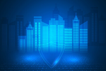 digital technology security abstract background. data connection graphic vector. cities create technology abstract.